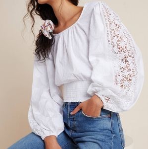 Anthropologie Maeve Sinead Lace Peasant Blouse